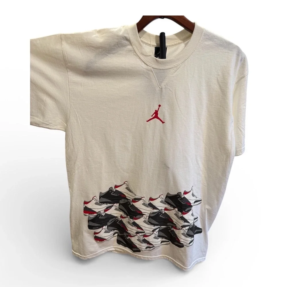NWT Vtg Jordan Retro 3 Nike TShirt Sz L Men White Crewneck Cement Rare jumpman